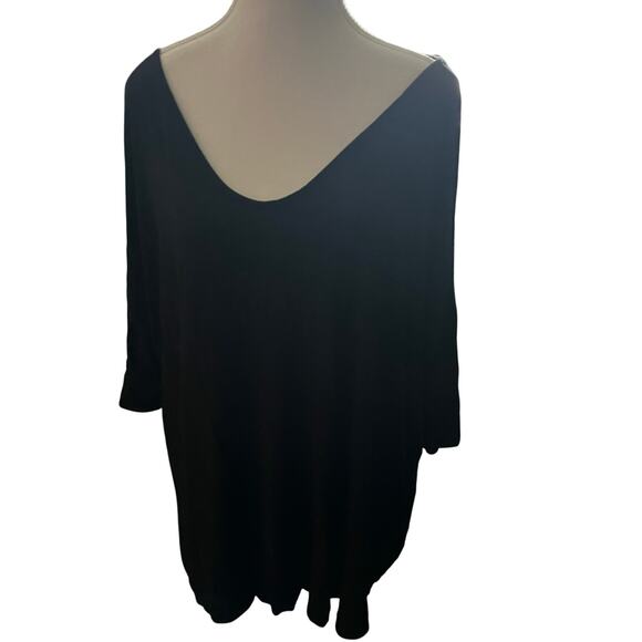 a:glow Women's XL Maternity Black Open Cold Shoulder Pullover Stretch Top Casual - Picture 2 of 6
